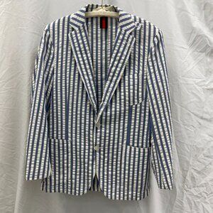 Mens Linen Blue and White Striped Blazer